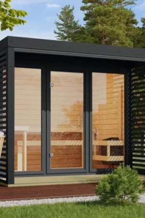 Karibu 336 Ares 3 buitensauna - antraciet|antraciet Snelle Levering