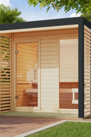 Karibu 260 Ares 2 buitensauna - vuren|antraciet Beste Prijs