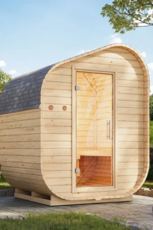 Karibu 112 Asymmetrisch 1 barrelsauna Laatste Versie