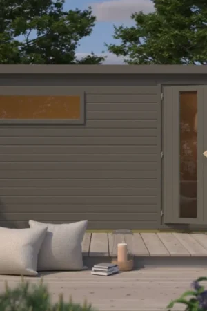 Betaalbaar Karibu 124 Hytti 6 buitensauna - terragrijs