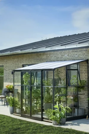 Actieprijs Royal Well Qube Lean-to 68 Muurkas zwart + 6 mm polycarbonaat