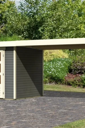 Uitverkoop Karibu 82924 Askola 3 tuinhuis met overkapping - terragrijs