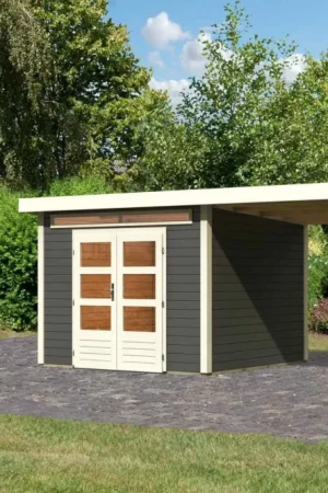 Alleen Vandaag Karibu 9239 Kandern 6 tuinhuis met overkapping - terragrijs