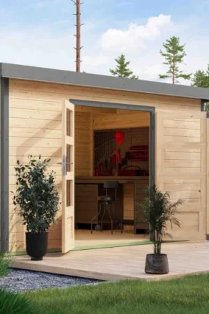 Aanbieding Karibu 12440 Pluto 7 tuinhuis - vuren|grijsaluminium