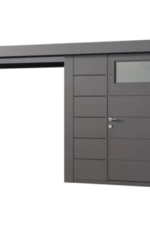 Beperkt Aanbod Telluria Classico 2424 metalen tuinhuis met overkapping links