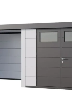 Uitverkoop Telluria Classico 3024 metalen tuinhuis met overkapping links