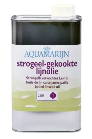 Aquamarijn strogeel-gekookte lijnolie Voordeelprijs