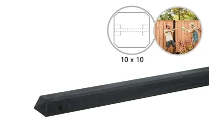 ++ Betonpaal glad met diamantkop 10 x 10 x 280 cm, antraciet ongecoat, tussenpaal. Hete Deal