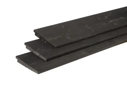 Actieprijs Vuren Zweeds rabat 1 zijde geschaafd, 1 zijde fijnbezaagd, 1,1-2,7 x 19,5 x 400 cm, zwart gedompeld.