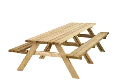 Weekendaanbieding Picknicktafel Lange Jan, 40 mm dik, bladmaat 300 x 70 cm, groen geïmpregneerd.*