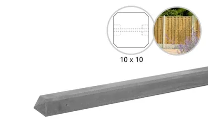 ++ Betonpaal glad met diamantkop 10 x 10 x 280 cm, grijs ongecoat, tussenpaal. Bestel Nu