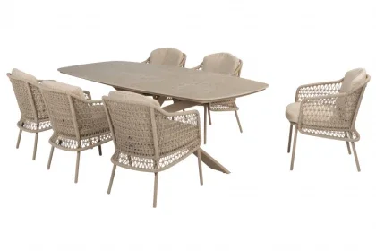 4 Seasons Outdoor Puccini dining set met Prado eettafel Latte Voordeelprijs