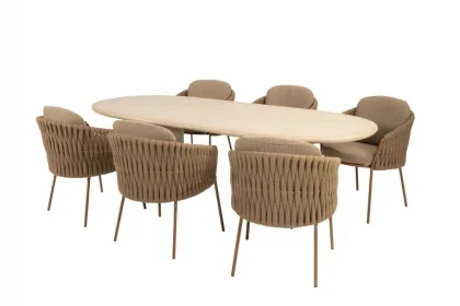 Actieprijs 4 Seasons Outdoor Molina dining set Amber met Hampton eettafel ovaal verwacht medio mei