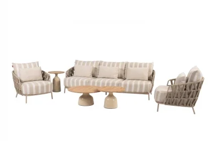 4 Seasons Outdoor Beverly loungeset latte met June loungetafels creme Fabrieksprijs