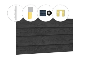 Zweeds rabat douglas enkelzijdige wand B, t.b.v. enkele deur, 228,5 x 224 cm, zwart geïmpregneerd.* Koop Vandaag