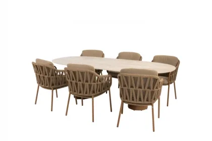 4 Seasons Outdoor Biarritz dining set met Colorado eettafel ovaal Amber Nieuw