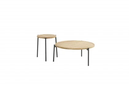 4 Seasons Outdoor Bijzettafels Antraciet Teak 90 cm (H40) Superprijs