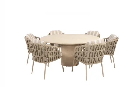 4 Seasons Outdoor Beverly dining set latte met Hampton eettafel rond Ø 160cm verwacht medio mei Nu Kopen