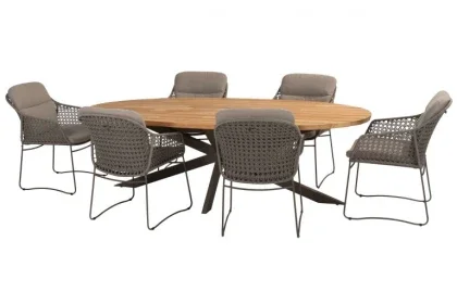 4 Seasons Outdoor Moretti dining set met Prado eettafel Terre Teak 240x115cm Koop Vandaag