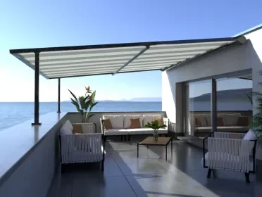 Beperkt Aanbod Elektrische zonwering met rits op staanders P550 400x250 cm (bxd) Incl. afstandsbediening type I.O.