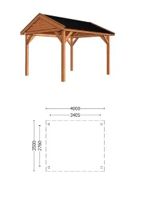 Zadeldak Betula 4000x3500x3150mm (bxdxh) Voordeelprijs
