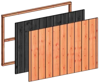 Wandmodule T sponningplanken 1630x1170mm onbehandeld Nieuw
