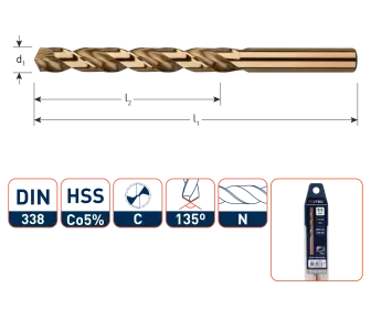 Voordeelprijs Spiraalboor HSS-E DIN338 N ø1,0 (1 st per set)