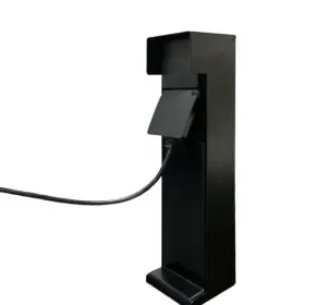 Uitverkoop Tuinpaal - pro+ Vlondermontage met kabeldoos, afdekkap en installatiedraad zwart