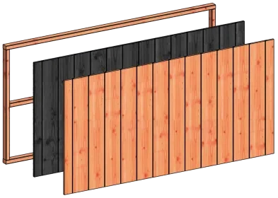 Wandmodule D sponningplanken 2230x1170mm zwart Voordeelprijs