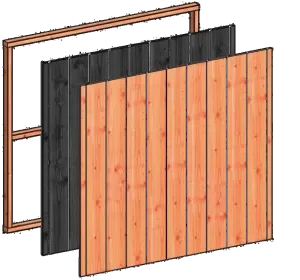 Wandmodule R sponningplanken 1630x1560mm zwart Laatste Versie