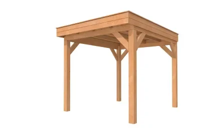 Beperkte Voorraad Buitenverblijf plat dak Premium I, douglas, basismodel XXL/D, 357x399 cm, groen geïmpregneerd.